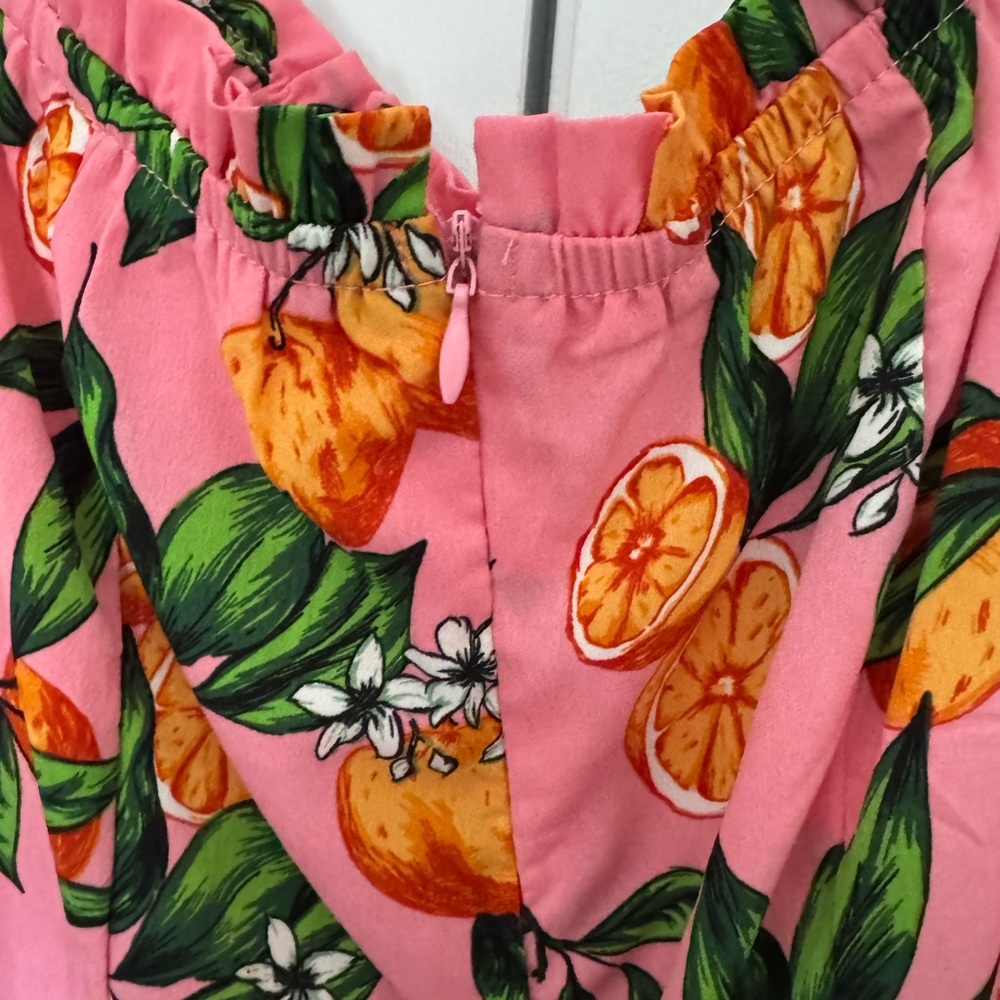 Goodnight Macaroon Pink Citrus Print Romper - Picture 5 of 7